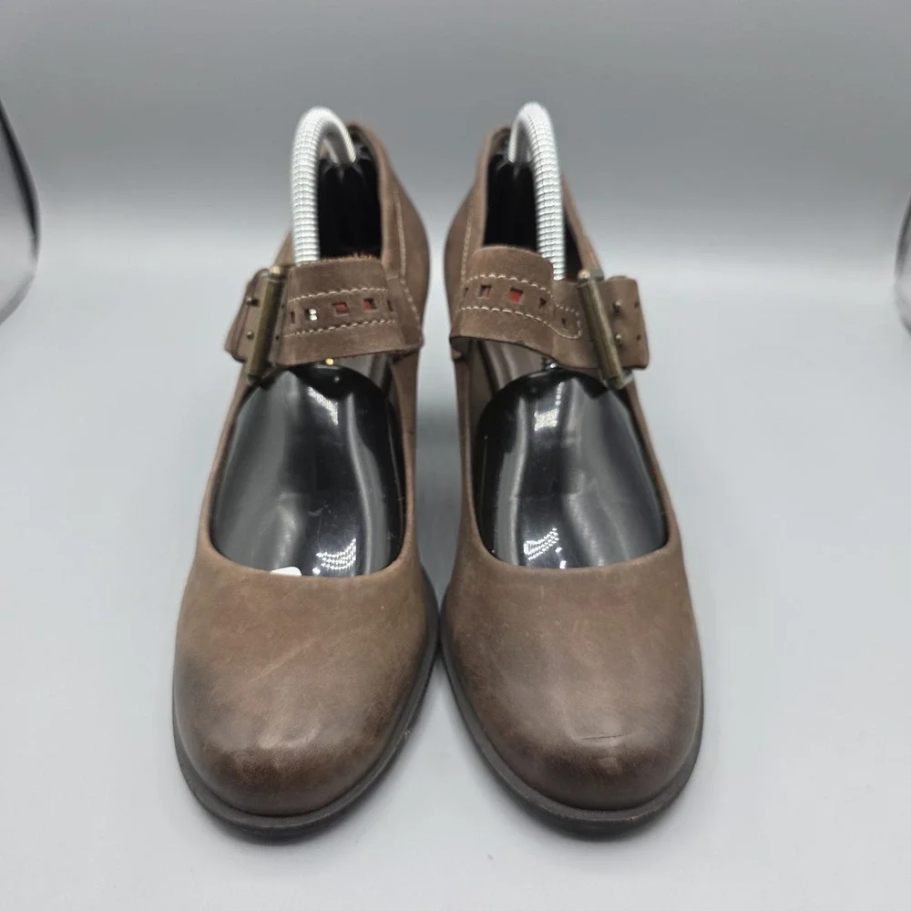 Ecco‎ Heels Womens 36 Brown Leather Mary Jane Pumps Comfort Shoes Strap Buckle